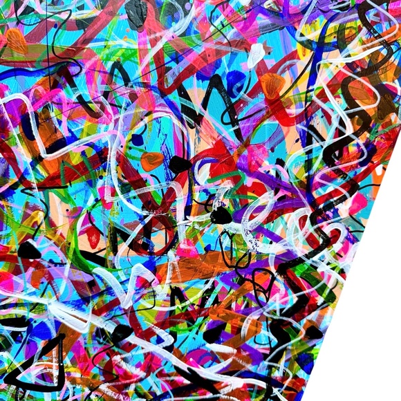 One Of A Kind Original Colorful Abstract Painting - Picture 2 of 7